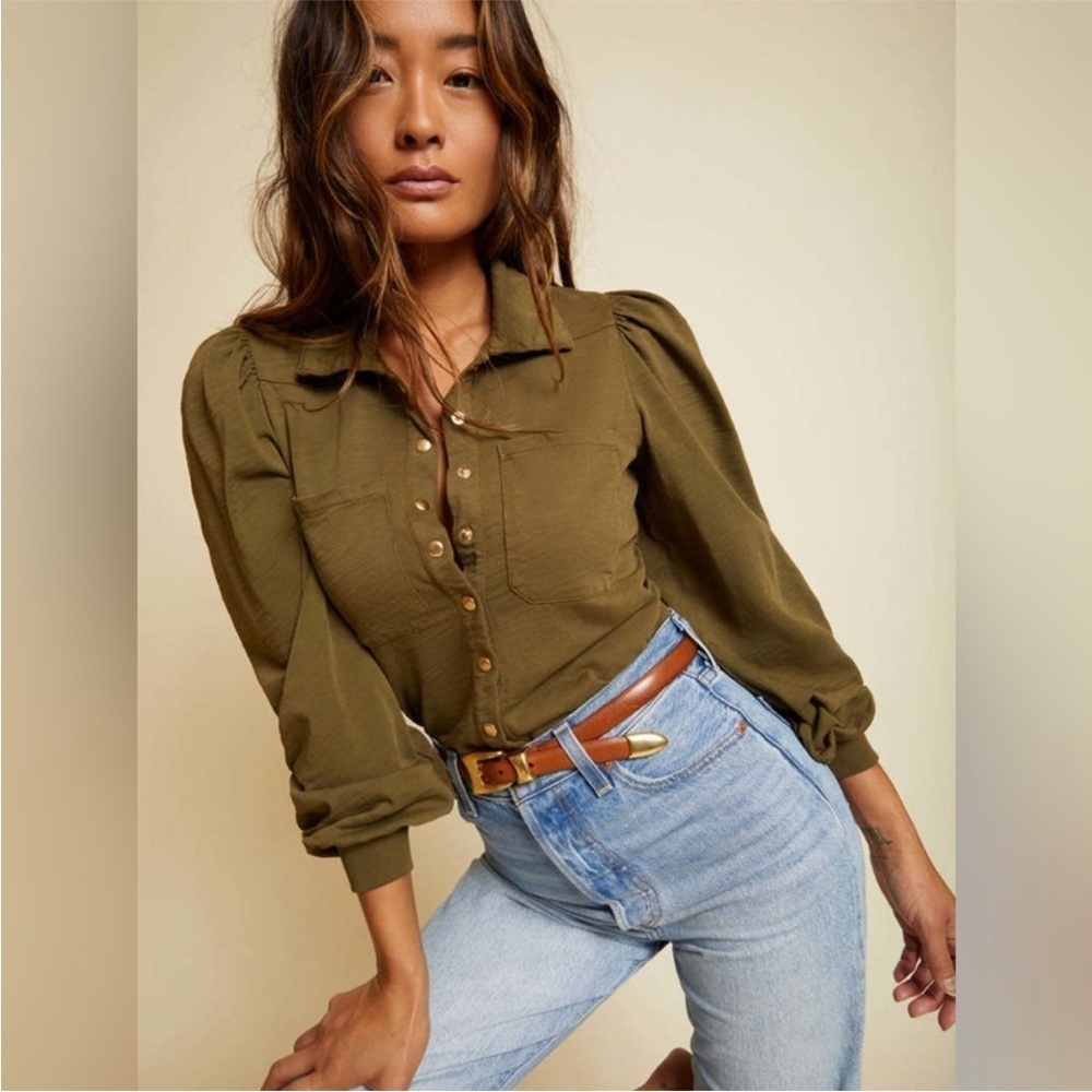 NATION LTD Desta Femme Top in Lagoon Size XS